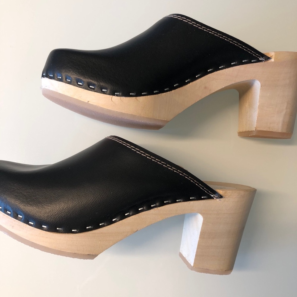 Hand Made Clog in Black Leather size 37 - Picture 2 of 9